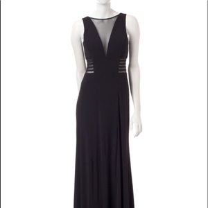 mesh high neck black prom dress